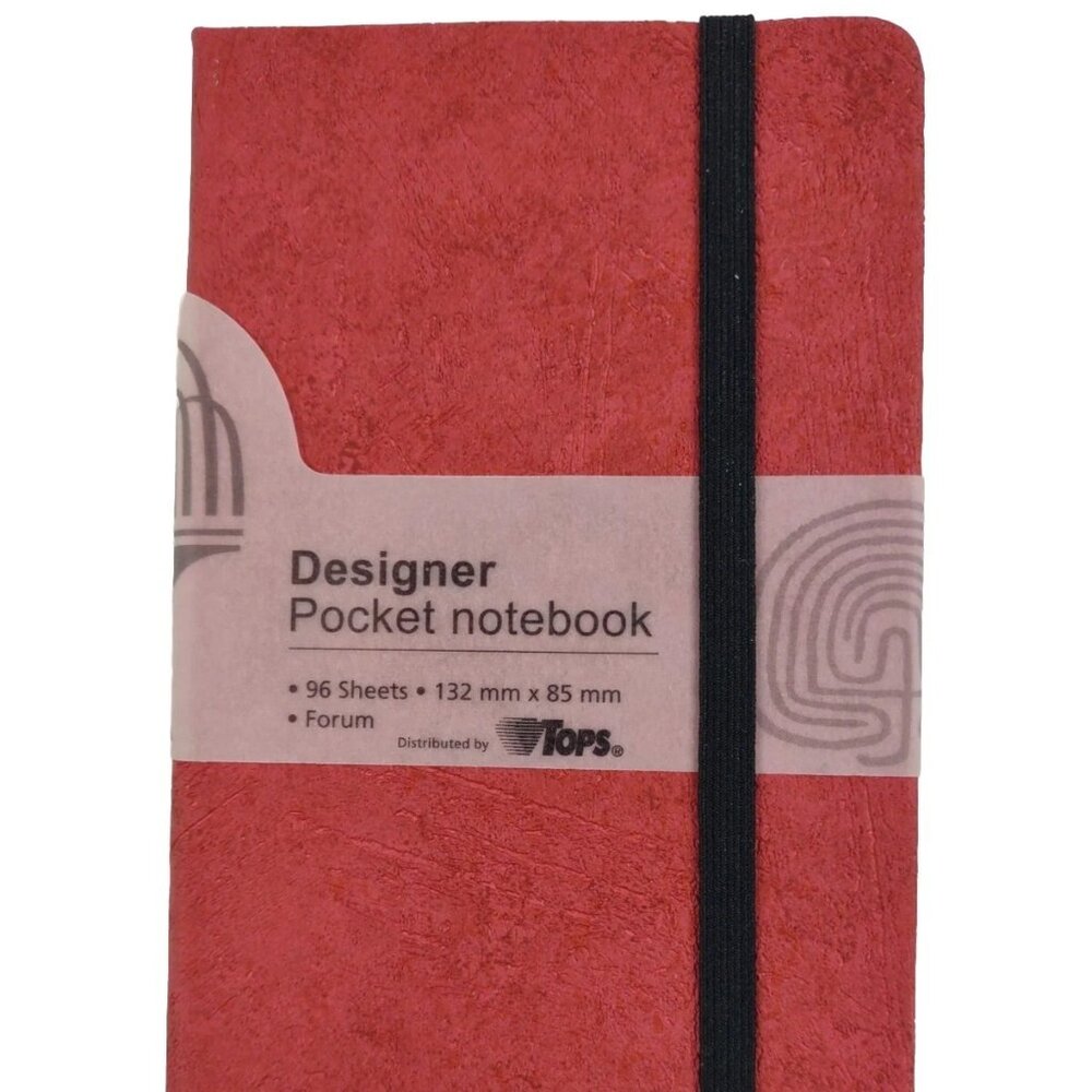 Tops Designer Pocket Notebook 96 Lined Sheets Red Forum 3.33" X 5.25" Case Bound